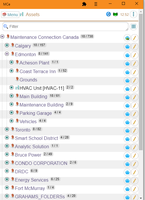 Asset List Running as a Browser Application